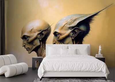 Two thoughtful aliens. Wall mural