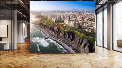 lima, peru: panoramic view of lima from miraflores. Wall mural