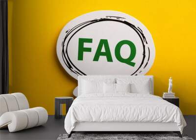 FAQ Speech Bubble Isolated On Yellow Background Wall mural