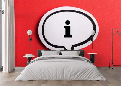 Information Sign Speech Bubble Isolated On Red Background Wall mural