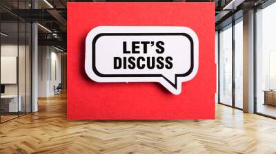 Let s Us Discuss Speech Bubble Isolated On Red Background Wall mural