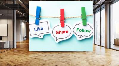 Like share follow Wall mural