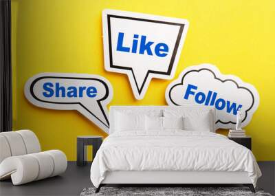 Like Speech Bubble Isolated On Yellow Background Wall mural