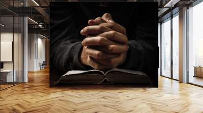 Praying Hands With Bible Wall mural