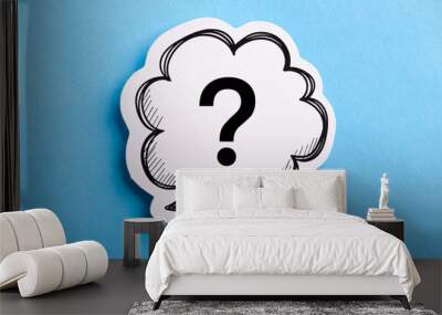 Question Mark Speech Bubble Isolated On Blue Wall mural