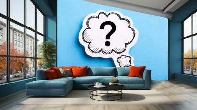 question mark speech bubble isolated on blue Wall mural