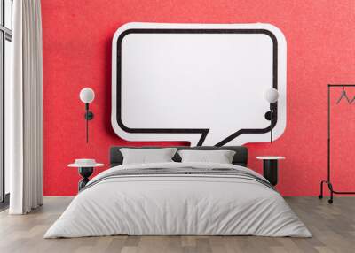 Speech Bubble Isolated On Red Background Wall mural