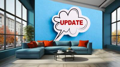 Update Speech Bubble Isolated On Blue Wall mural