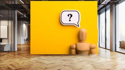 Wooden Man With Question Mark Speech Bubble Wall mural