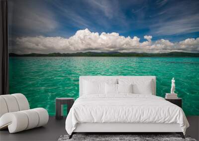 Sea and blue sky in Fiji paradise Wall mural