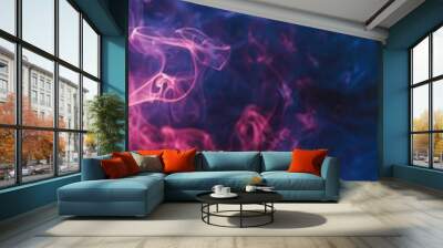 Colorful purple smoke on a black background. Background from the smoke of vape Wall mural