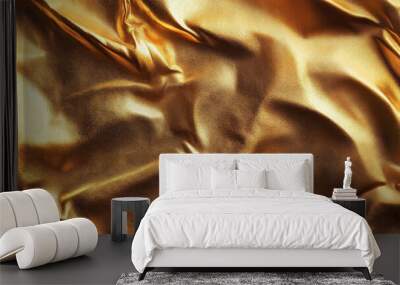 Golden metallic foil texture with subtle folds Wall mural