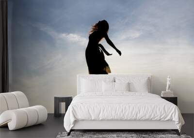 Silhouette of Woman Rising into Heaven Wall mural