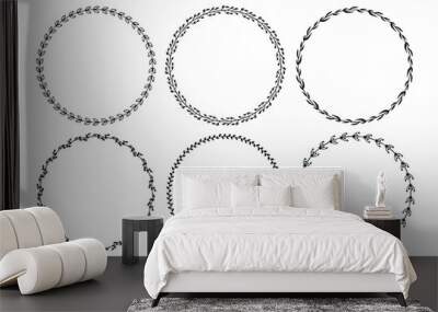 Set of drawn frames. Floral decorative black frames Wall mural