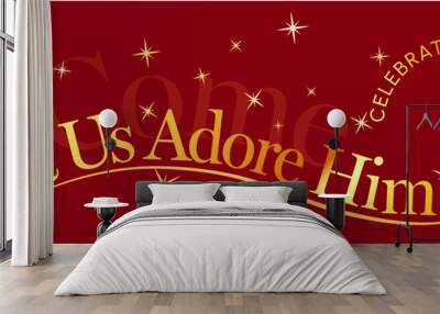 Christmas Banner in Red and Gold - Celebrate the Birth of Jesus Wall mural