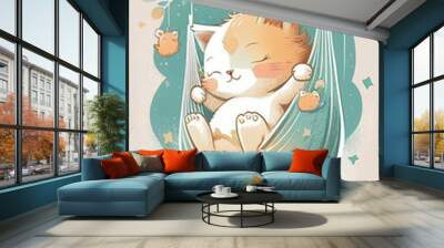 Generative AI watercolor baby kitten nursery art Wall mural