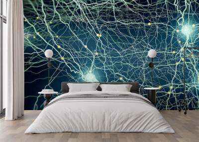 Signal transmitting neuron or nerve cell- 3d illustration Wall mural