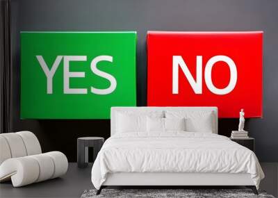 A green YES checkbox and a red NO checkbox. Wall mural