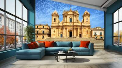 famous architectural noto cathedral, sicily, italy Wall mural