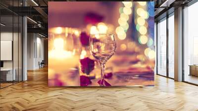 romantic wine glasses on table valentines Wall mural