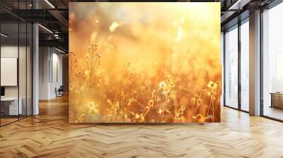 Abstract warm landscape of dry wildflower and grass Wall mural