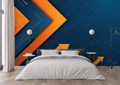 Blue and Orange Abstract Arrows as Rectangular Background, Arrows, abstract, blue and orange Wall mural