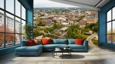 Aerial View over the Buildings and Infrastructure in Clarksville Tennessee Wall mural