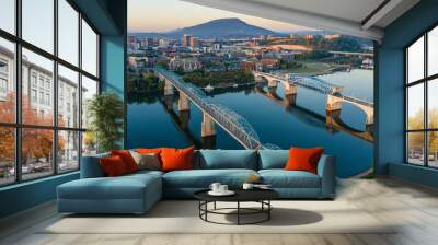 Dawn Light hits Lookout Mountain with Smooth Water Flowing in Chatanooga Tennessee Wall mural