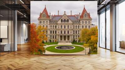 Fall Season New York Statehouse Capitol Building in Albany Wall mural