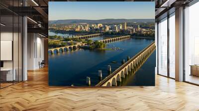 Harrisburg state capital of Pennsylvania along on the Susquehanna River Wall mural