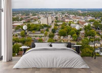 Overcast Day Aerial View over the Urban Downtown Area of Bowling Green Kentucky Wall mural