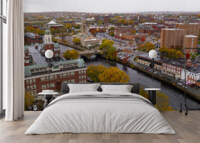 overcast skies over the seekonk river splitting pawtucket rhode island Wall mural