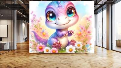 dinosaur flowers t-rex Wall mural