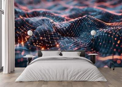 Futuristic mesh: A digital landscape of connections Wall mural