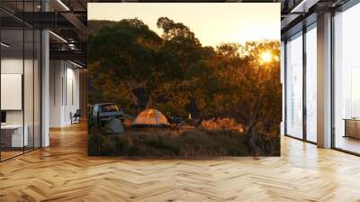 Hiking and camping in the hilly landscapes near Dales Gorge and Karijini National Park in Western Australia. Wall mural