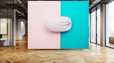 Pink computer mouse with a colorful background Wall mural