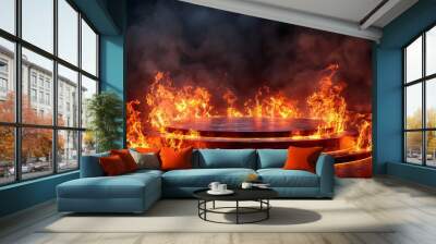 product podium in flames  Wall mural