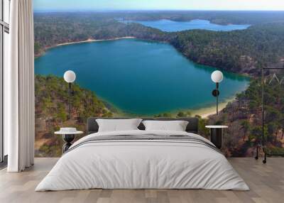 Kettle Hole Ponds at Nickerson State Park on Cape Cod Aerial Wall mural