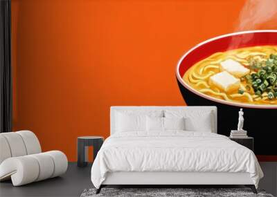 steaming bowl of delicious ramen with copy space as advertising banner Wall mural