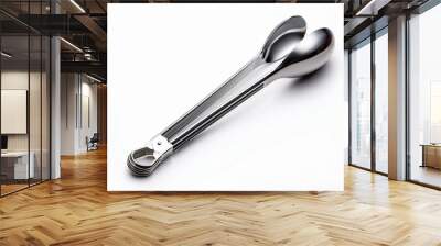 steel spoon tongs isolated on white Background Wall mural