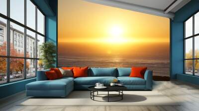 Sunset over the ocean seen from the Thomas Carter Lookout near Exmouth, Western Australia. Wall mural