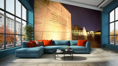 World War Two Memorial at night in Washington D.C. Wall mural