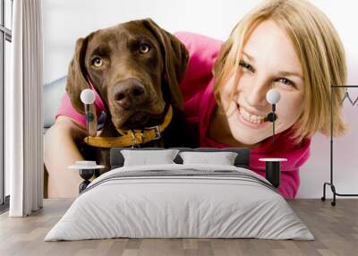 girl and dog Wall mural