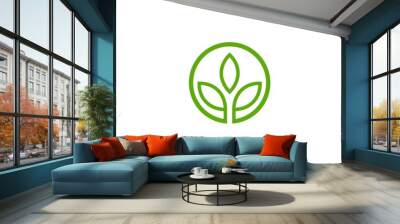 abstract green leaf company logo Wall mural