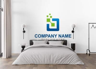 square digital tecnology logo Wall mural