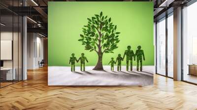 Esg green people and tree , generative ai Wall mural