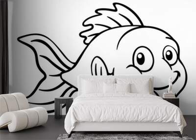 A friendly cartoon goldfish or gold fish character Wall mural