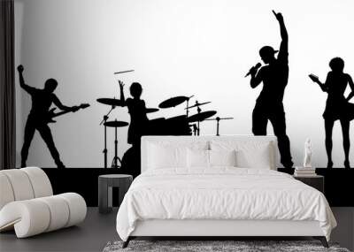 A musical group or rock band playing a concert in silhouette Wall mural