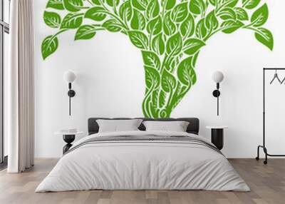 An optical illusion concept with a tree growing into the shape of two human face silhouettes, male and female Wall mural