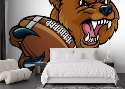 Bear American Holding Football Ball Wall mural